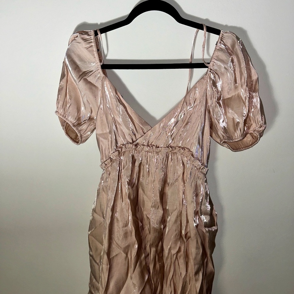 Metallic Pink Midi Dress